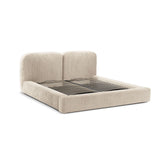 Martina Bett mit Doppelkopfteil und Stauraum aus Cord in Leichtes Beige (Tilia 03), 200x200 cm von Micadoni – Bild 6