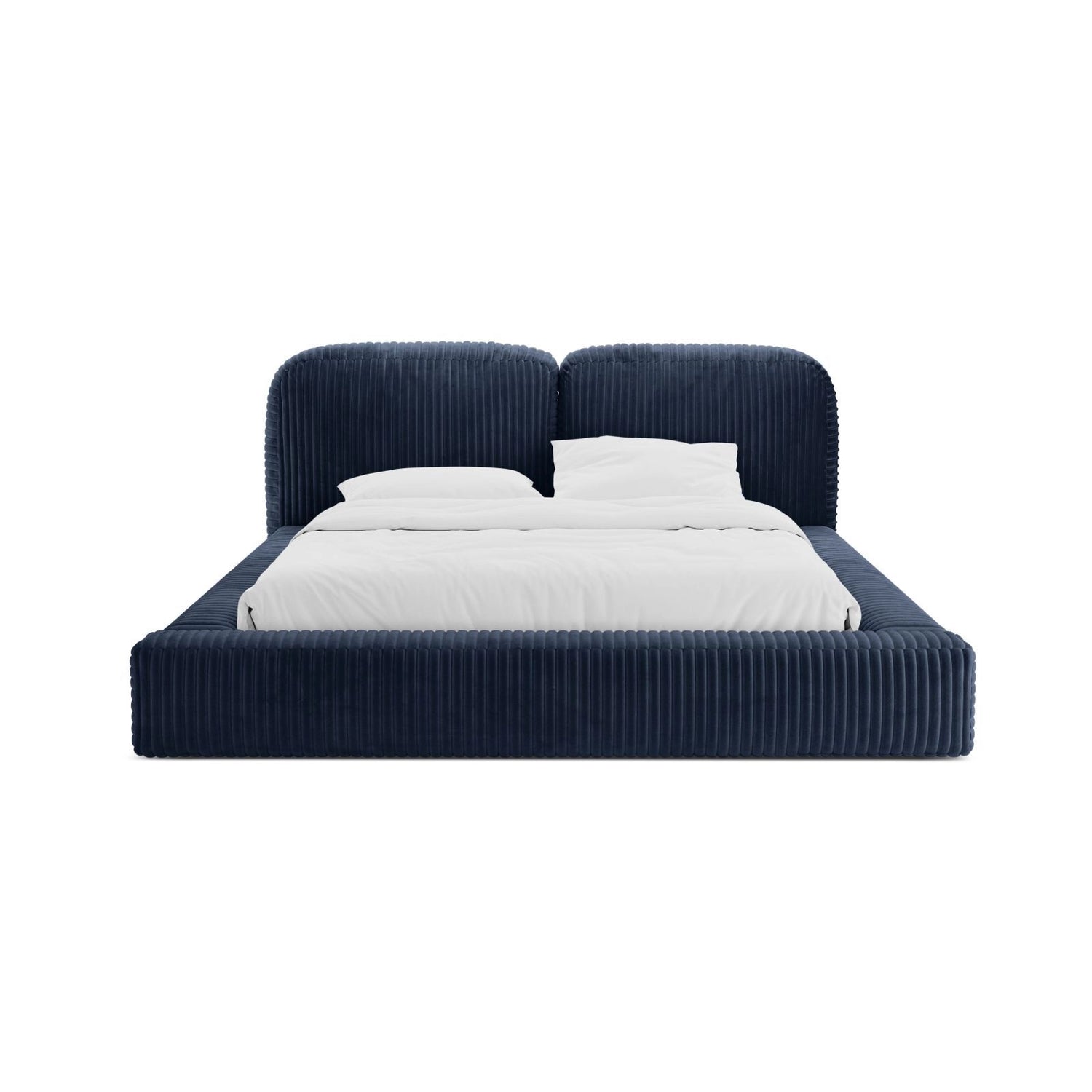 Martina Bett mit Doppelkopfteil und Stauraum aus Cord in Marineblau (Tilia 77), 200x200 cm von Micadoni – Bild 5
