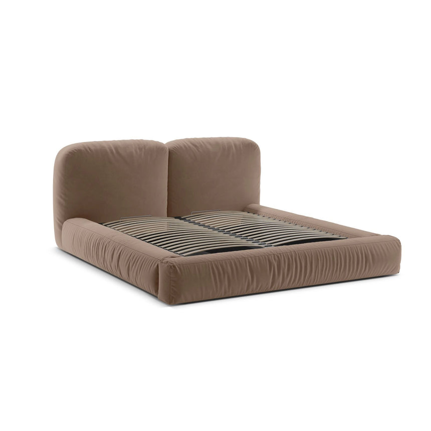 Martina Bett mit Doppelkopfteil und Stauraum aus Samt in Dunkelbeige (Vogue 3), 200x200 cm von Micadoni – Bild 6
