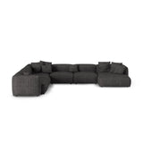 Martina Modulares Panoramasofa, Linke Seite, Sitztiefe 90 cm, aus Boucle in Anthrazit (Monet Anthracite), 420x330 cm von Micadoni – Bild 1