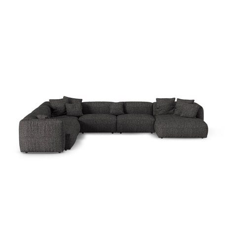 Martina Modulares Panoramasofa, Linke Seite, Sitztiefe 90 cm, aus Boucle in Anthrazit (Monet Anthracite), 420x330 cm von Micadoni – Bild 1