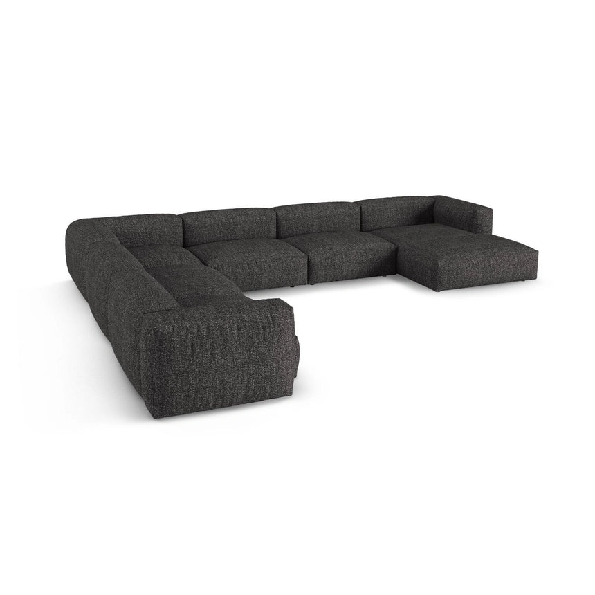 Martina Modulares Panoramasofa, Linke Seite, Sitztiefe 90 cm, aus Boucle in Anthrazit (Monet Anthracite), 420x330 cm von Micadoni – Bild 4