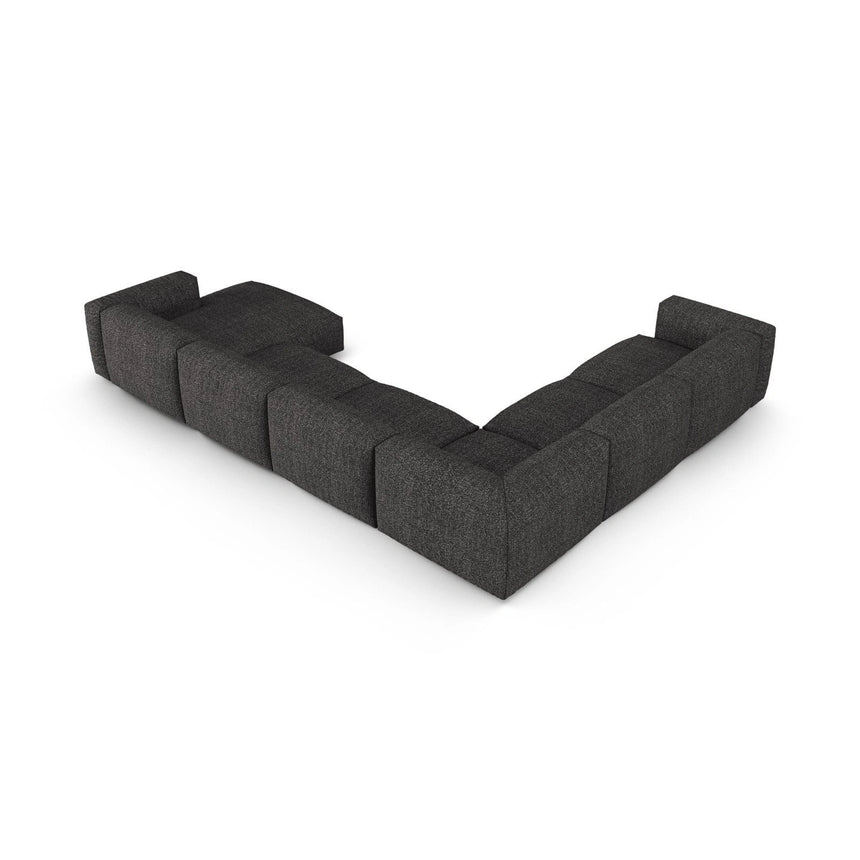 Martina Modulares Panoramasofa, Linke Seite, Sitztiefe 90 cm, aus Boucle in Anthrazit (Monet Anthracite), 420x330 cm von Micadoni – Bild 5