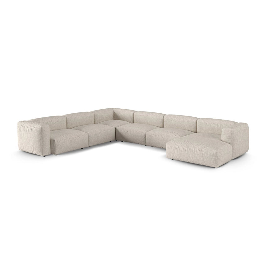 Martina Modulares Panoramasofa, Linke Seite, Sitztiefe 90 cm, aus Boucle in Beige (Monet Sand), 420x330 cm von Micadoni – Bild 3