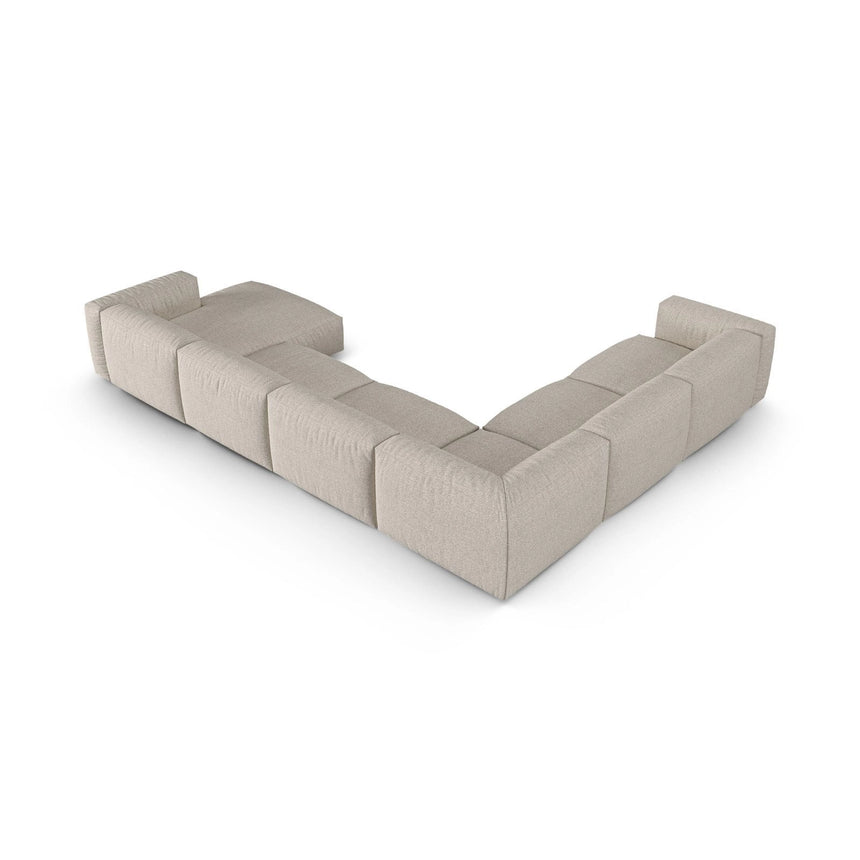 Martina Modulares Panoramasofa, Linke Seite, Sitztiefe 90 cm, aus Boucle in Beige (Monet Sand), 420x330 cm von Micadoni – Bild 5