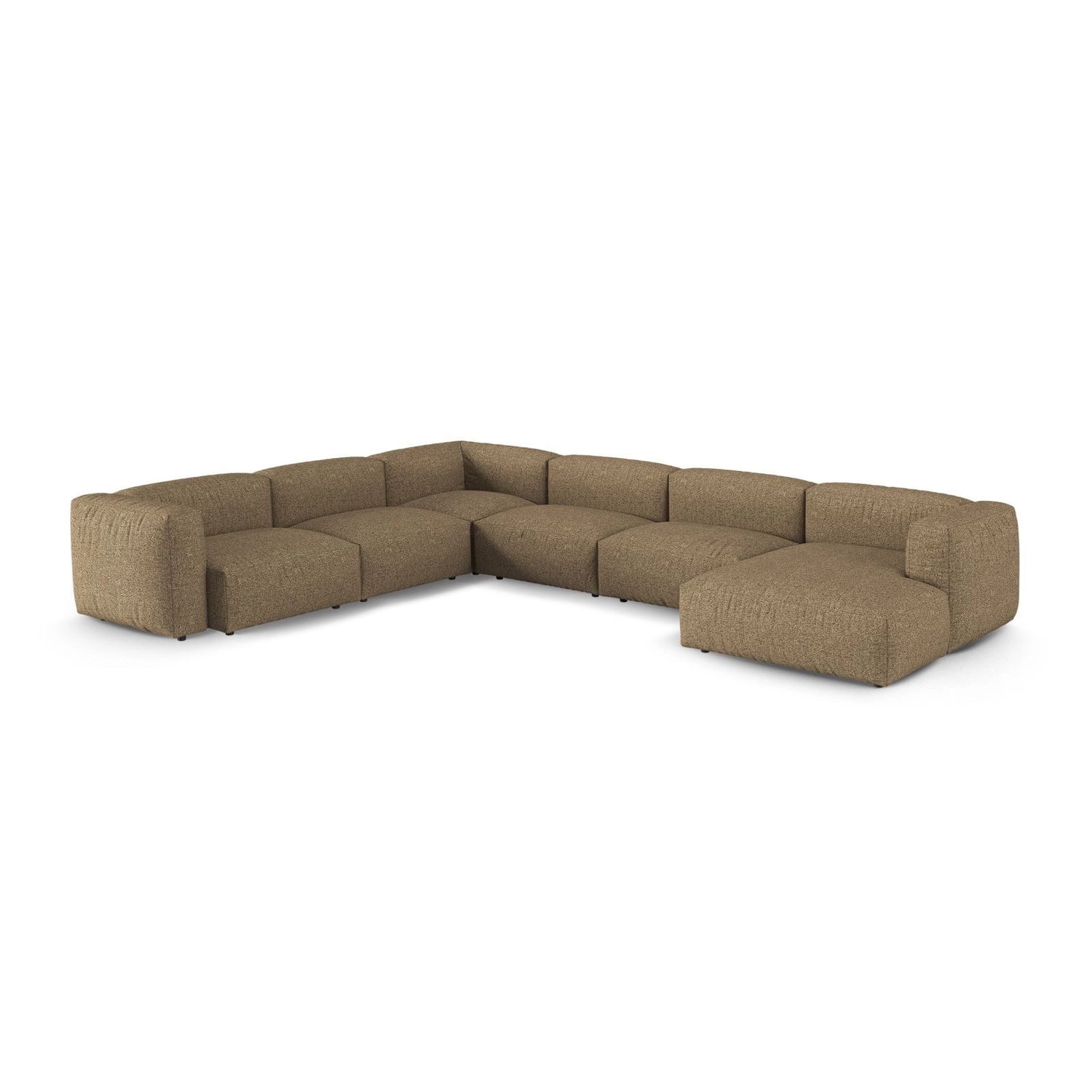 Martina Modulares Panoramasofa, Linke Seite, Sitztiefe 90 cm, aus Boucle in Cappuccino (Monet Cappucino), 420x330 cm von Micadoni – Bild 3