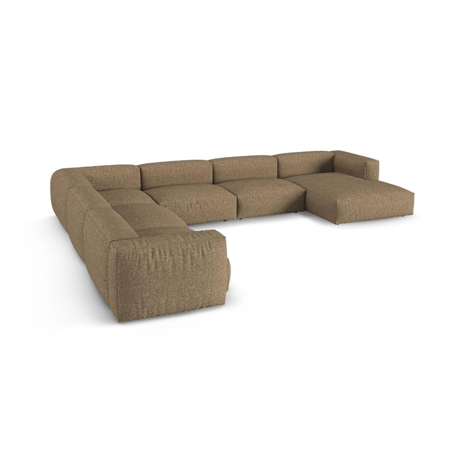 Martina Modulares Panoramasofa, Linke Seite, Sitztiefe 90 cm, aus Boucle in Cappuccino (Monet Cappucino), 420x330 cm von Micadoni – Bild 4