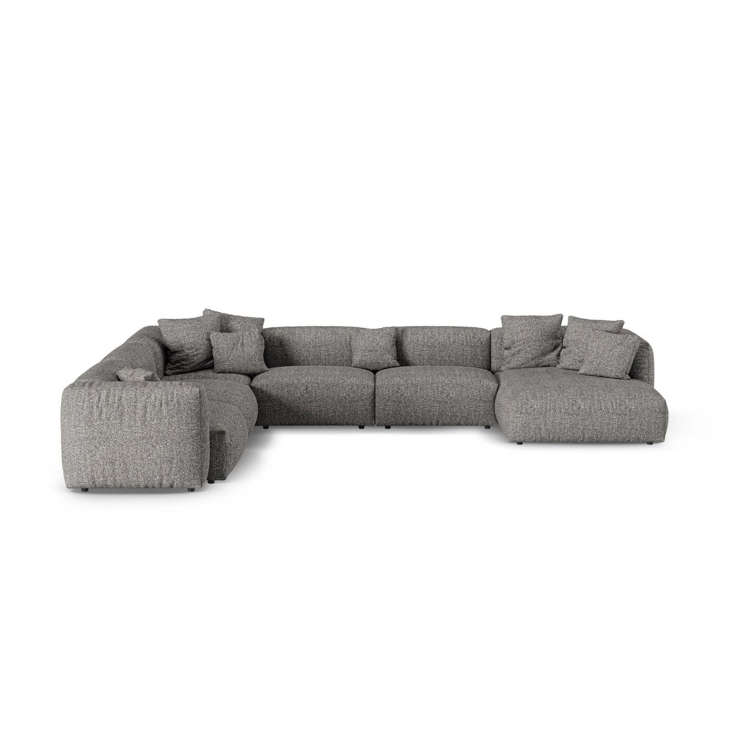 Martina Modulares Panoramasofa, Linke Seite, Sitztiefe 90 cm, aus Boucle in Graphit (Monet Graphite), 420x330 cm von Micadoni – Bild 1