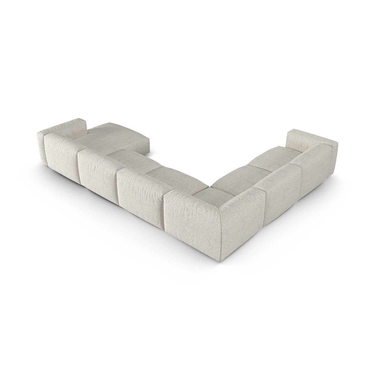 Martina Modulares Panoramasofa, Linke Seite, Sitztiefe 90 cm, aus Boucle in Grau Beige meliert (Monet Pearl), 420x330 cm von Micadoni – Bild 5