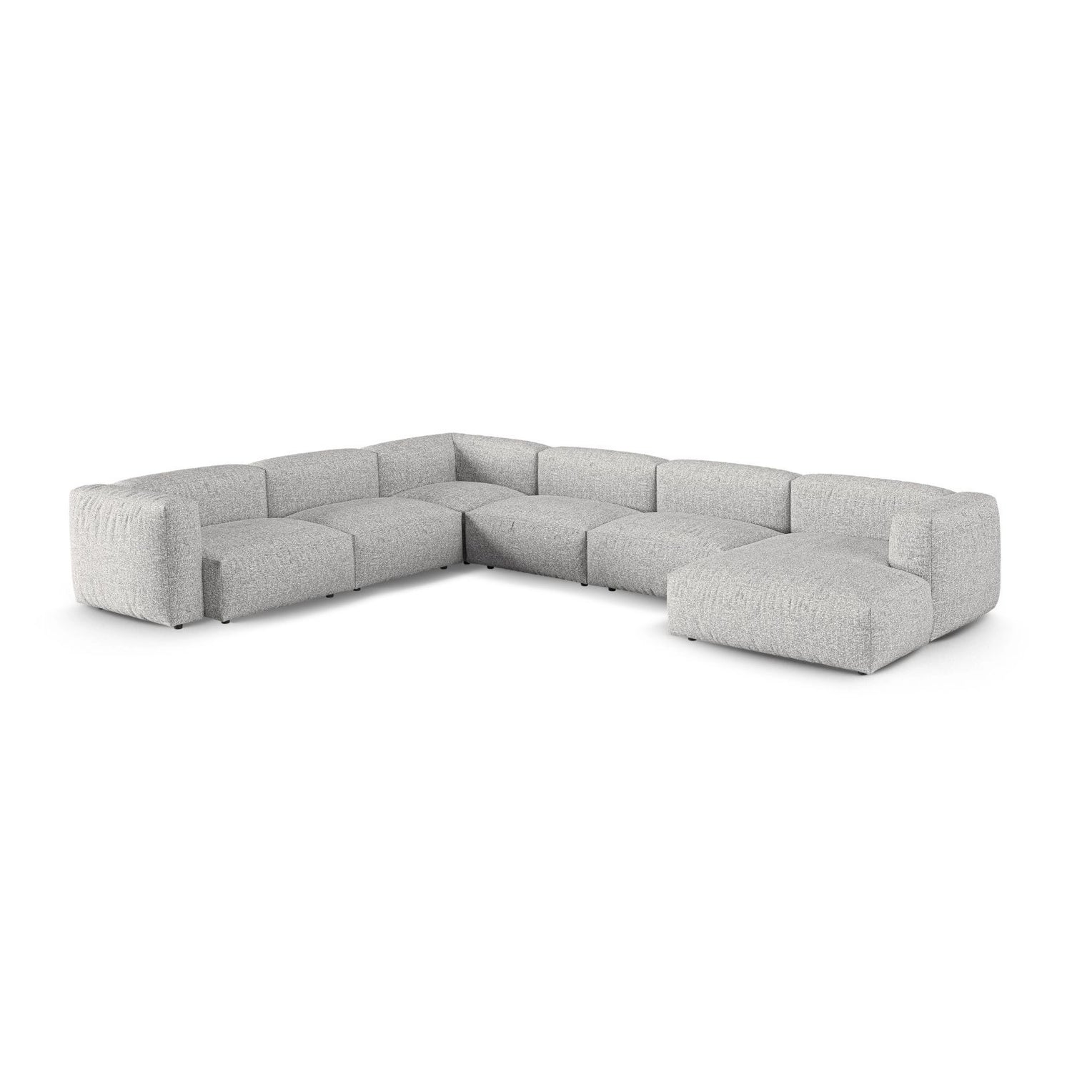Martina Modulares Panoramasofa, Linke Seite, Sitztiefe 90 cm, aus Boucle in Silber (Monet Silver), 420x330 cm von Micadoni – Bild 3