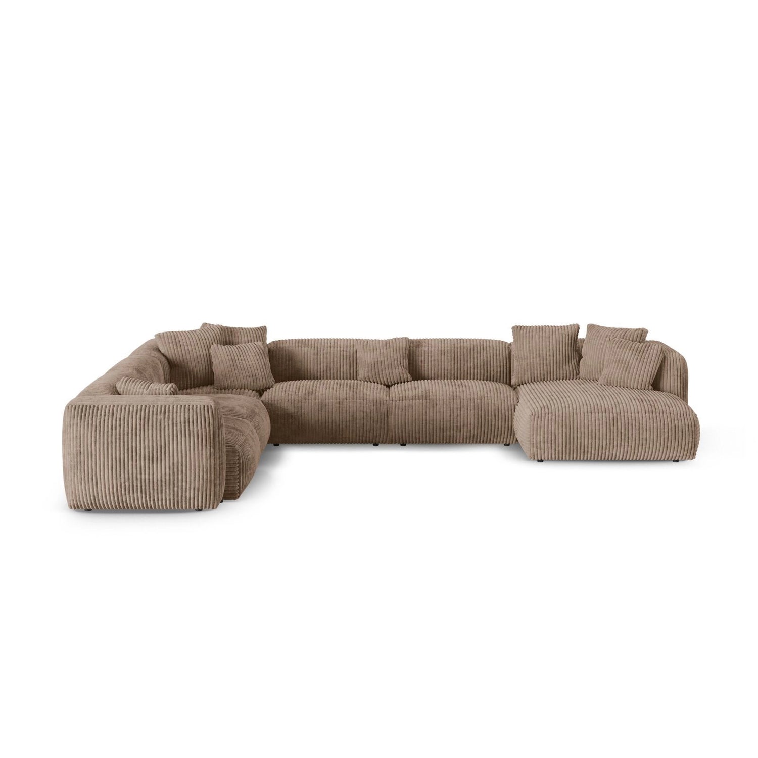 Martina Modulares Panoramasofa, Linke Seite, Sitztiefe 90 cm, aus Cord in Acorn (Tilia 17), 420x330 cm von Micadoni – Bild 1