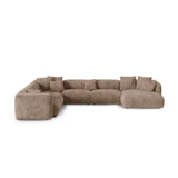 Martina Modulares Panoramasofa, Linke Seite, Sitztiefe 90 cm, aus Cord in Acorn (Tilia 17), 420x330 cm von Micadoni – Bild 1