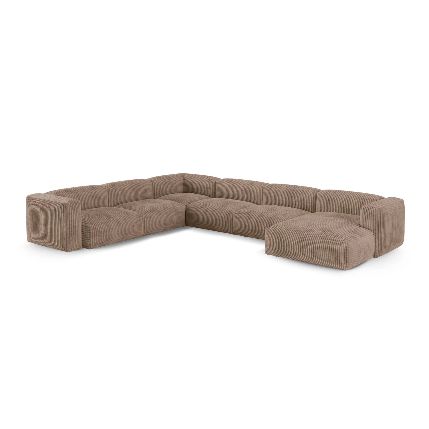 Martina Modulares Panoramasofa, Linke Seite, Sitztiefe 90 cm, aus Cord in Acorn (Tilia 17), 420x330 cm von Micadoni – Bild 3