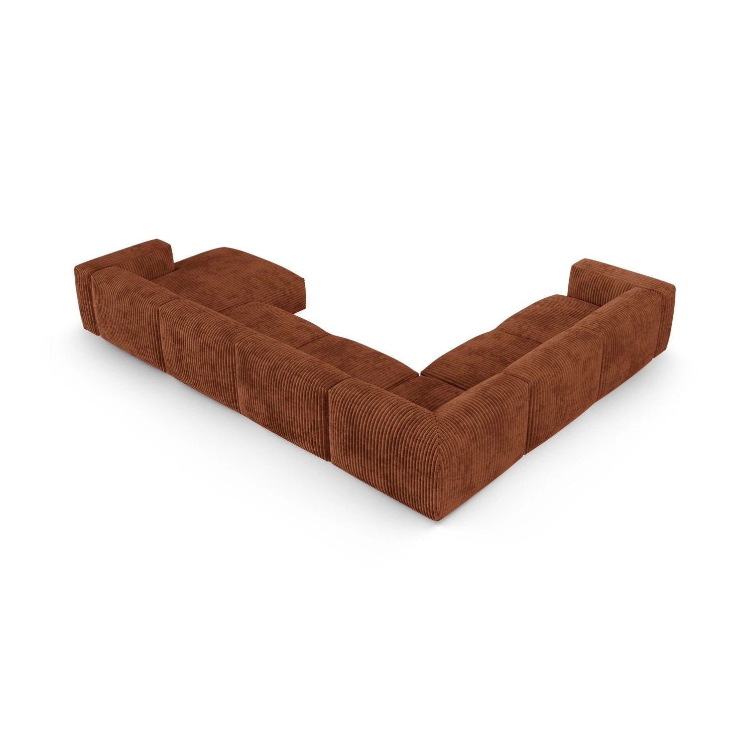 Martina Modulares Panoramasofa, Linke Seite, Sitztiefe 90 cm, aus Cord in Brick (Tilia 52), 420x330 cm von Micadoni – Bild 5