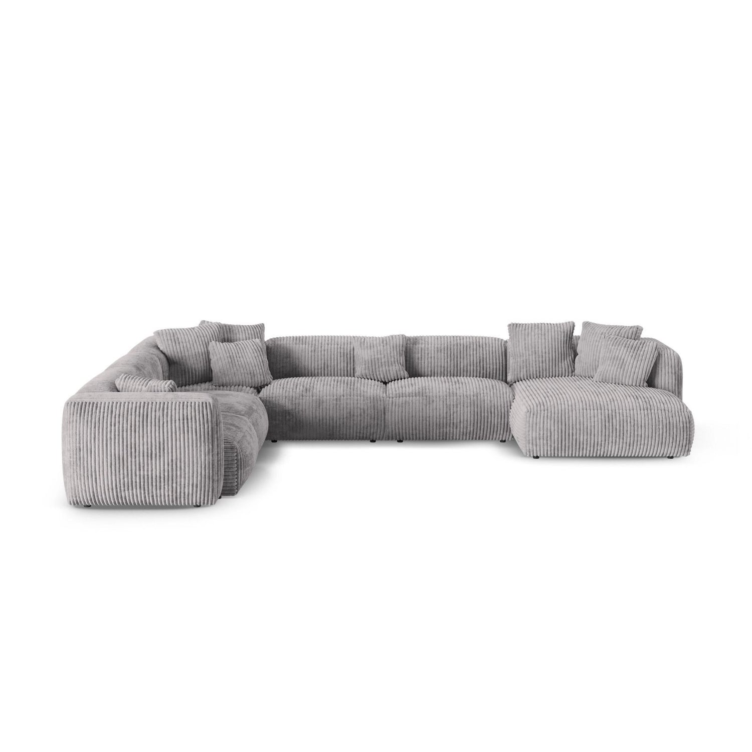 Martina Modulares Panoramasofa, Linke Seite, Sitztiefe 90 cm, aus Cord in Hellgrau (Tilia 86), 420x330 cm von Micadoni – Bild 1
