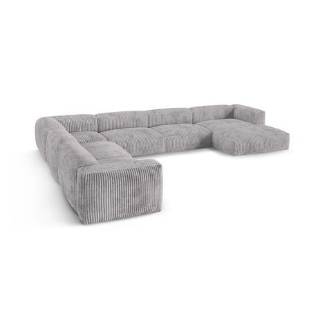Martina Modulares Panoramasofa, Linke Seite, Sitztiefe 90 cm, aus Cord in Hellgrau (Tilia 86), 420x330 cm von Micadoni – Bild 4