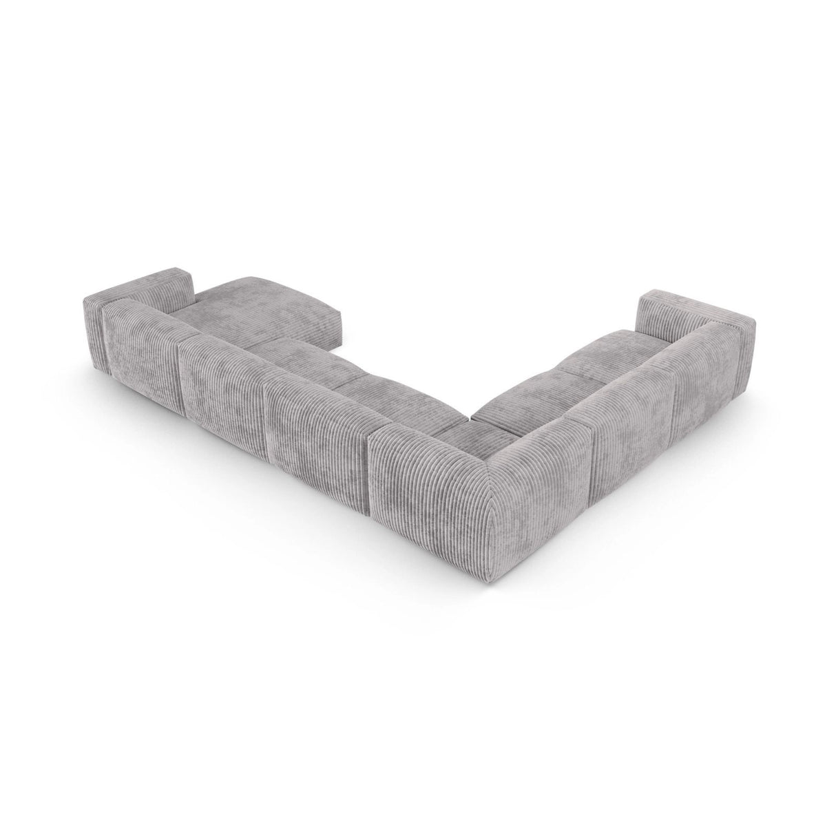 Martina Modulares Panoramasofa, Linke Seite, Sitztiefe 90 cm, aus Cord in Hellgrau (Tilia 86), 420x330 cm von Micadoni – Bild 5
