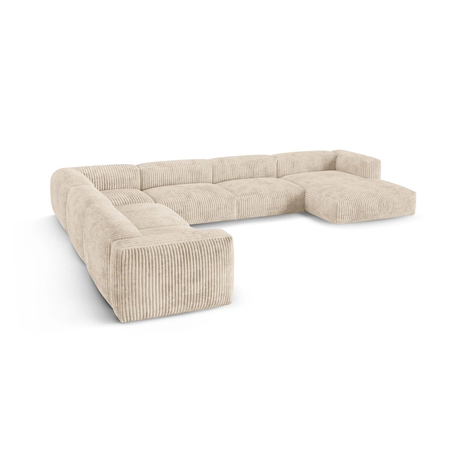 Martina Modulares Panoramasofa, Linke Seite, Sitztiefe 90 cm, aus Cord in Leichtes Beige (Tilia 03), 420x330 cm von Micadoni – Bild 4