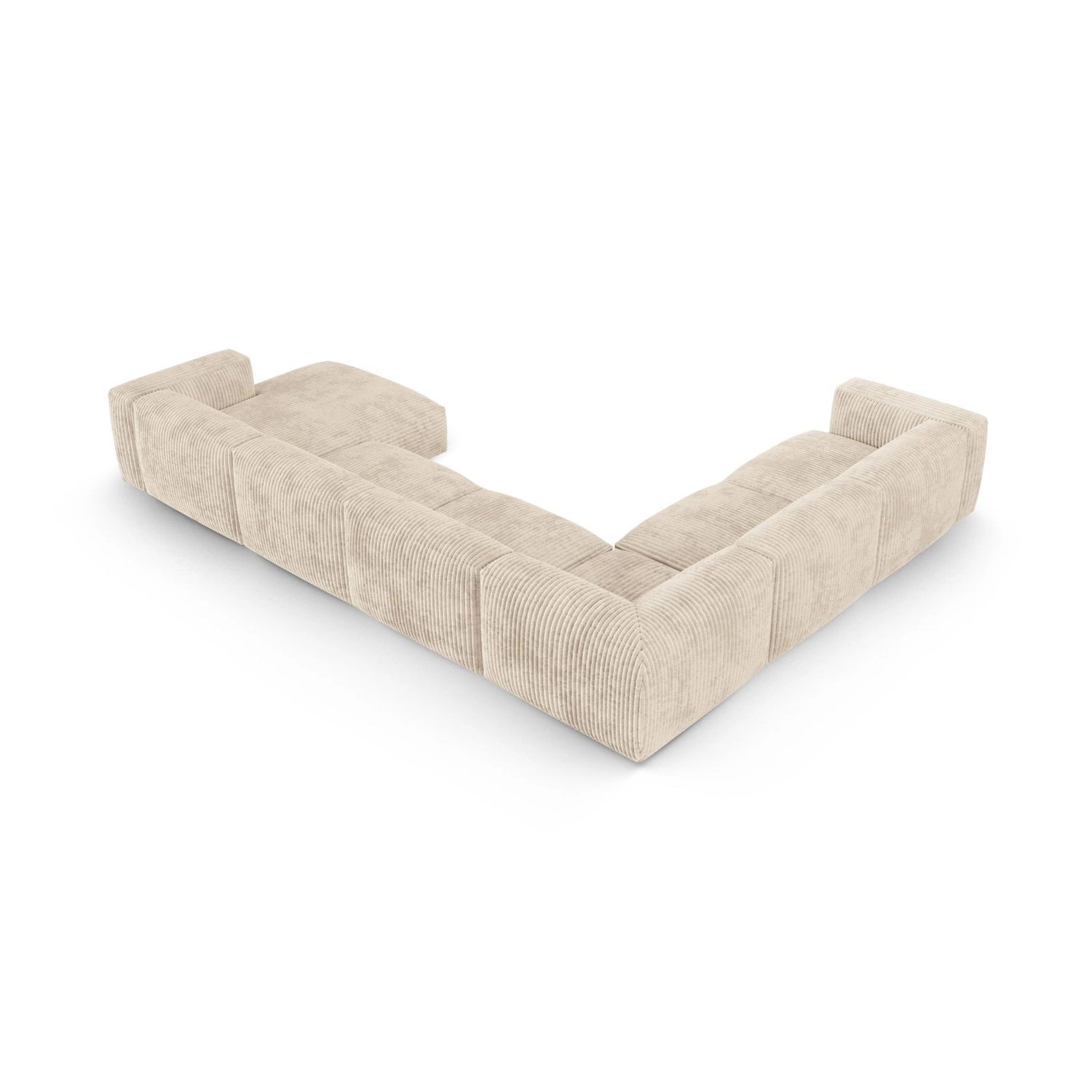 Martina Modulares Panoramasofa, Linke Seite, Sitztiefe 90 cm, aus Cord in Leichtes Beige (Tilia 03), 420x330 cm von Micadoni – Bild 5