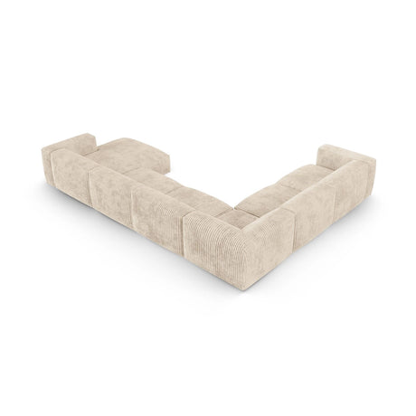 Martina Modulares Panoramasofa, Linke Seite, Sitztiefe 90 cm, aus Cord in Leichtes Beige (Tilia 03), 420x330 cm von Micadoni – Bild 5