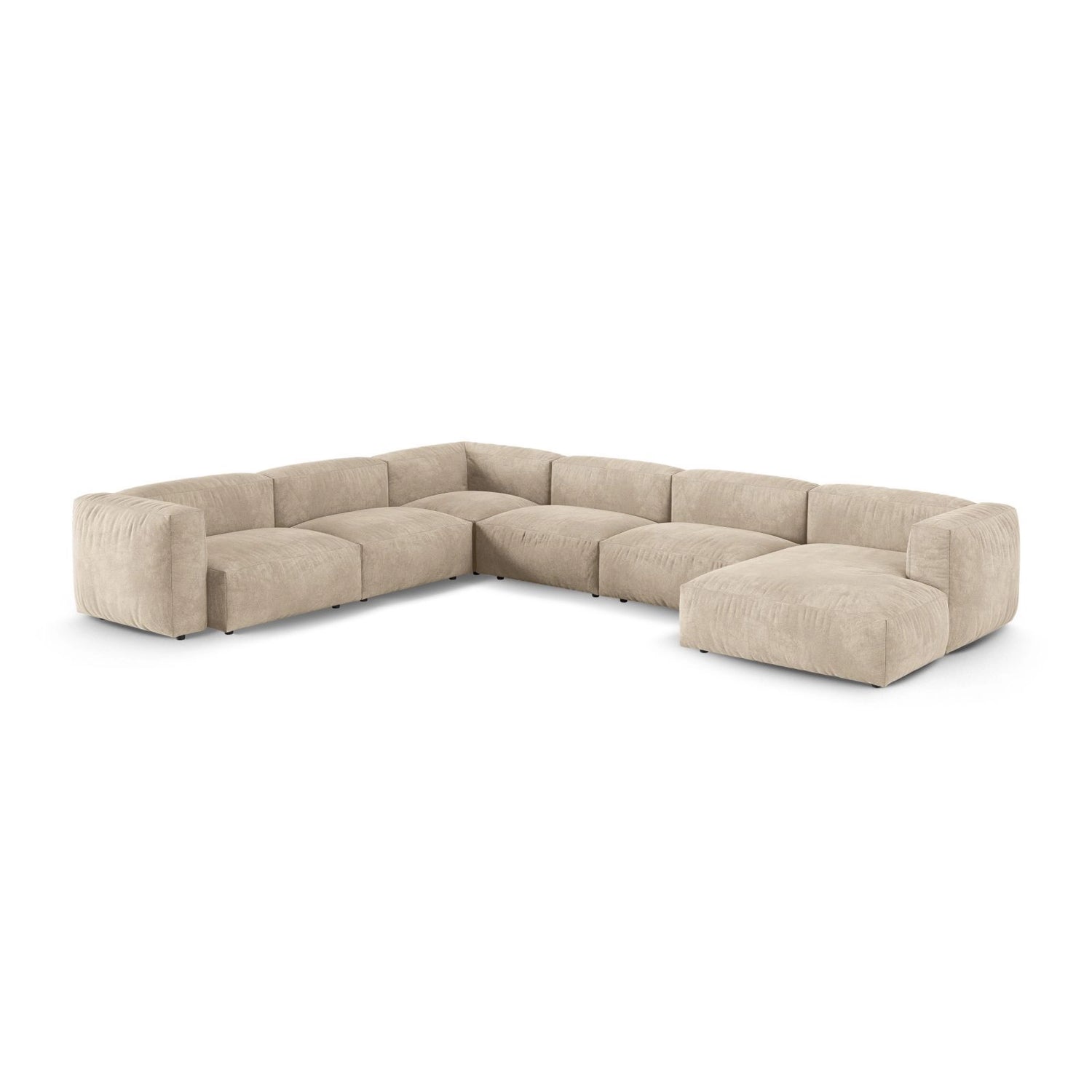 Martina Modulares Panoramasofa, Linke Seite, Sitztiefe 90 cm, aus Samt, Cord, Boucle oder Strukturstoff, 420x330 cm von Micadoni – Bild 3
