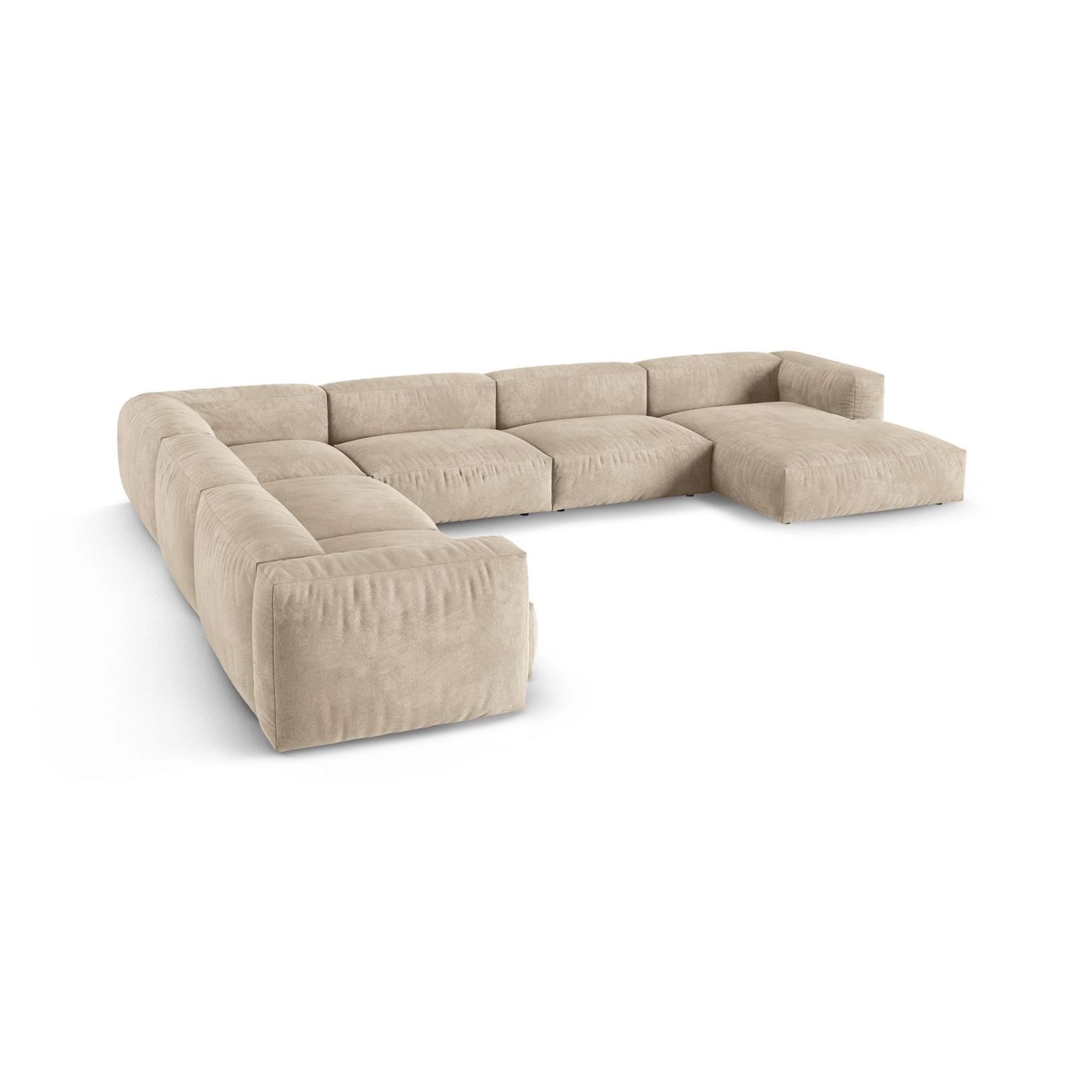 Martina Modulares Panoramasofa, Linke Seite, Sitztiefe 90 cm, aus Samt, Cord, Boucle oder Strukturstoff, 420x330 cm von Micadoni – Bild 4