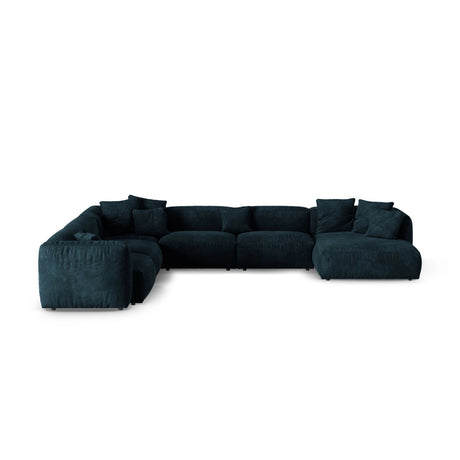 Martina Modulares Panoramasofa, Linke Seite, Sitztiefe 90 cm, aus Samt in Deep Petrol (Vogue 13), 420x330 cm von Micadoni – Bild 1
