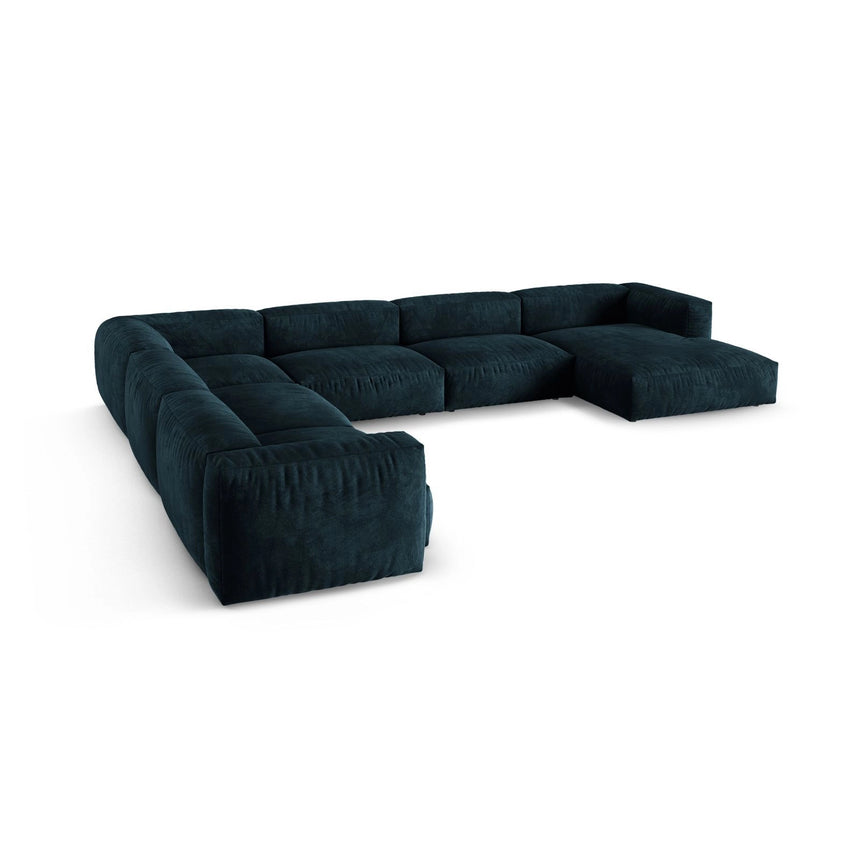 Martina Modulares Panoramasofa, Linke Seite, Sitztiefe 90 cm, aus Samt in Deep Petrol (Vogue 13), 420x330 cm von Micadoni – Bild 4