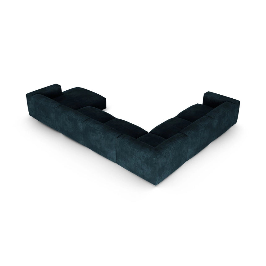 Martina Modulares Panoramasofa, Linke Seite, Sitztiefe 90 cm, aus Samt in Deep Petrol (Vogue 13), 420x330 cm von Micadoni – Bild 5