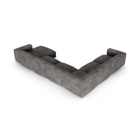 Martina Modulares Panoramasofa, Linke Seite, Sitztiefe 90 cm, aus Samt in Grau (Vogue 15), 420x330 cm von Micadoni – Bild 5