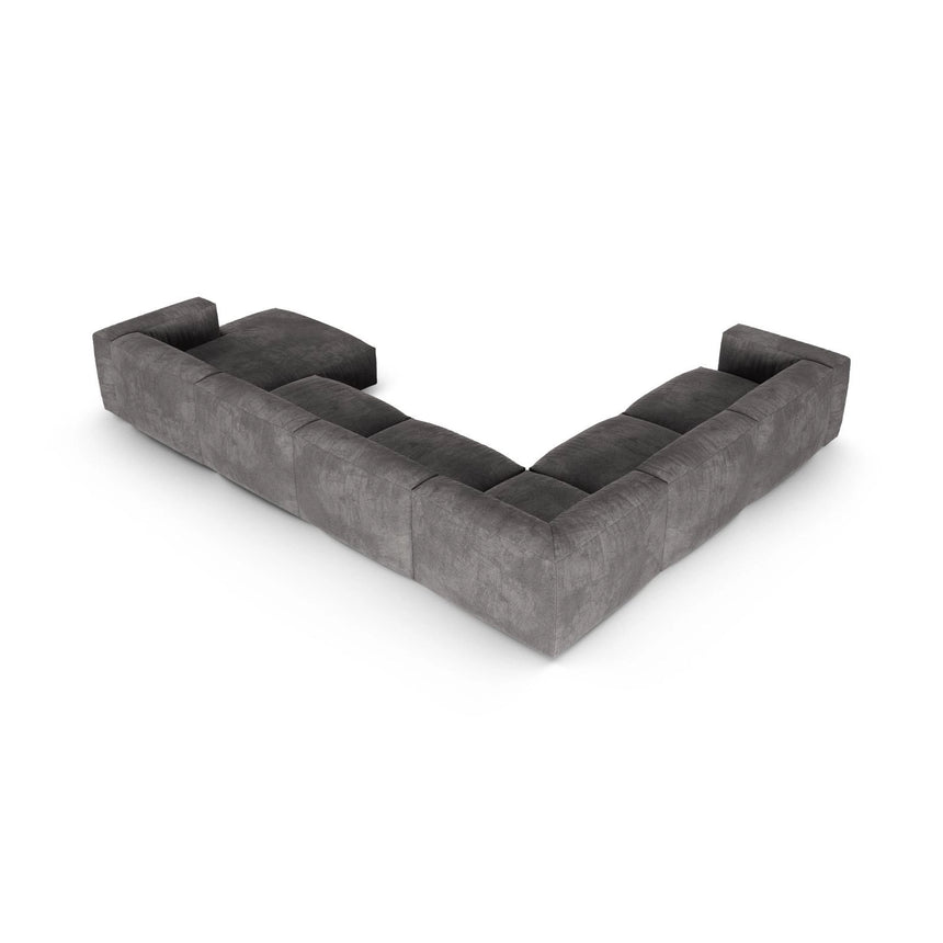 Martina Modulares Panoramasofa, Linke Seite, Sitztiefe 90 cm, aus Samt in Grau (Vogue 15), 420x330 cm von Micadoni – Bild 5