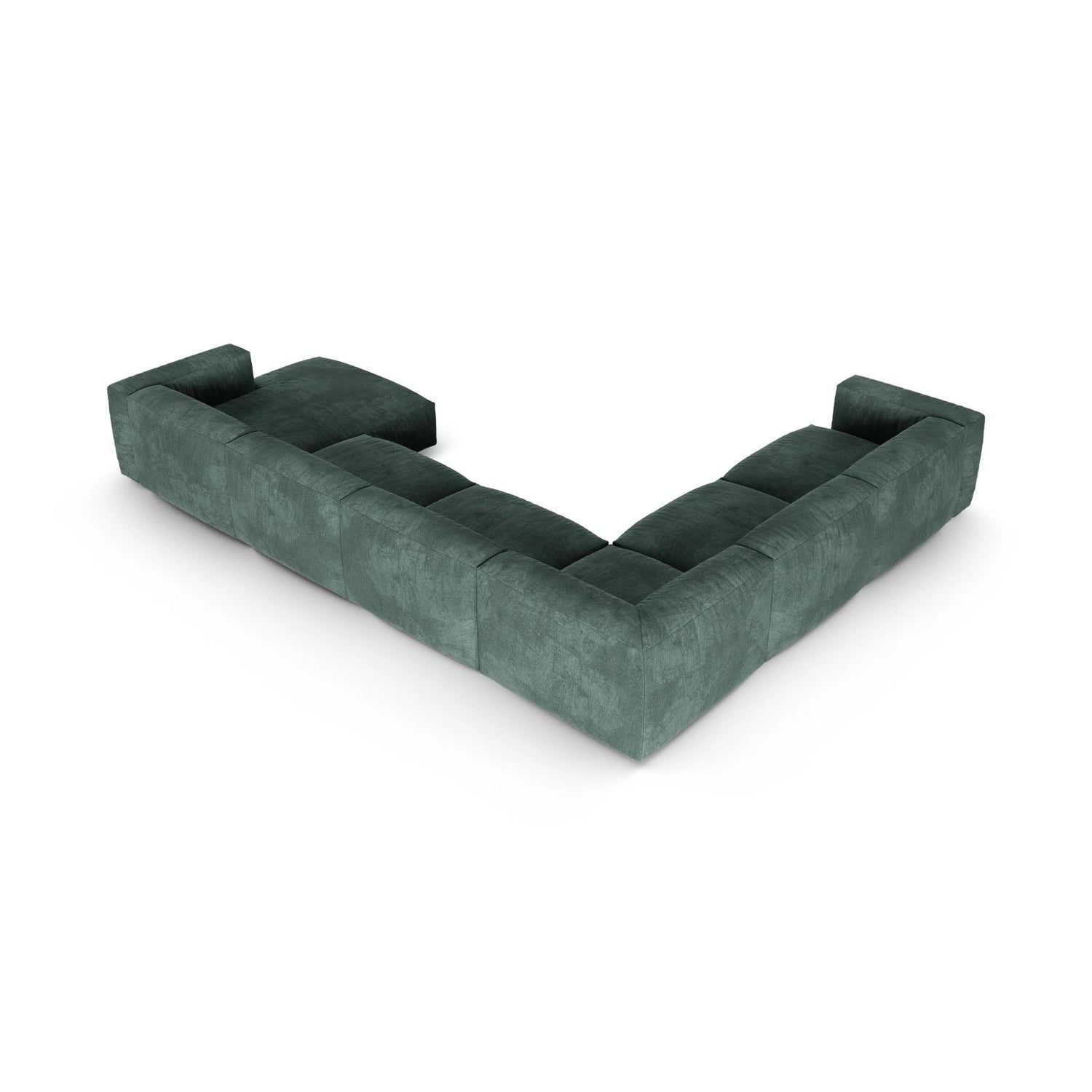 Martina Modulares Panoramasofa, Linke Seite, Sitztiefe 90 cm, aus Samt in Petrol (Vogue 12), 420x330 cm von Micadoni – Bild 5