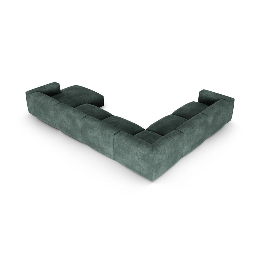 Martina Modulares Panoramasofa, Linke Seite, Sitztiefe 90 cm, aus Samt in Petrol (Vogue 12), 420x330 cm von Micadoni – Bild 5