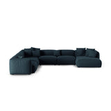 Martina Modulares Panoramasofa, Linke Seite, Sitztiefe 90 cm, aus Strukturierter Stoff in Blau Jeans (Boston Ocean), 420x330 cm von Micadoni – Bild 1