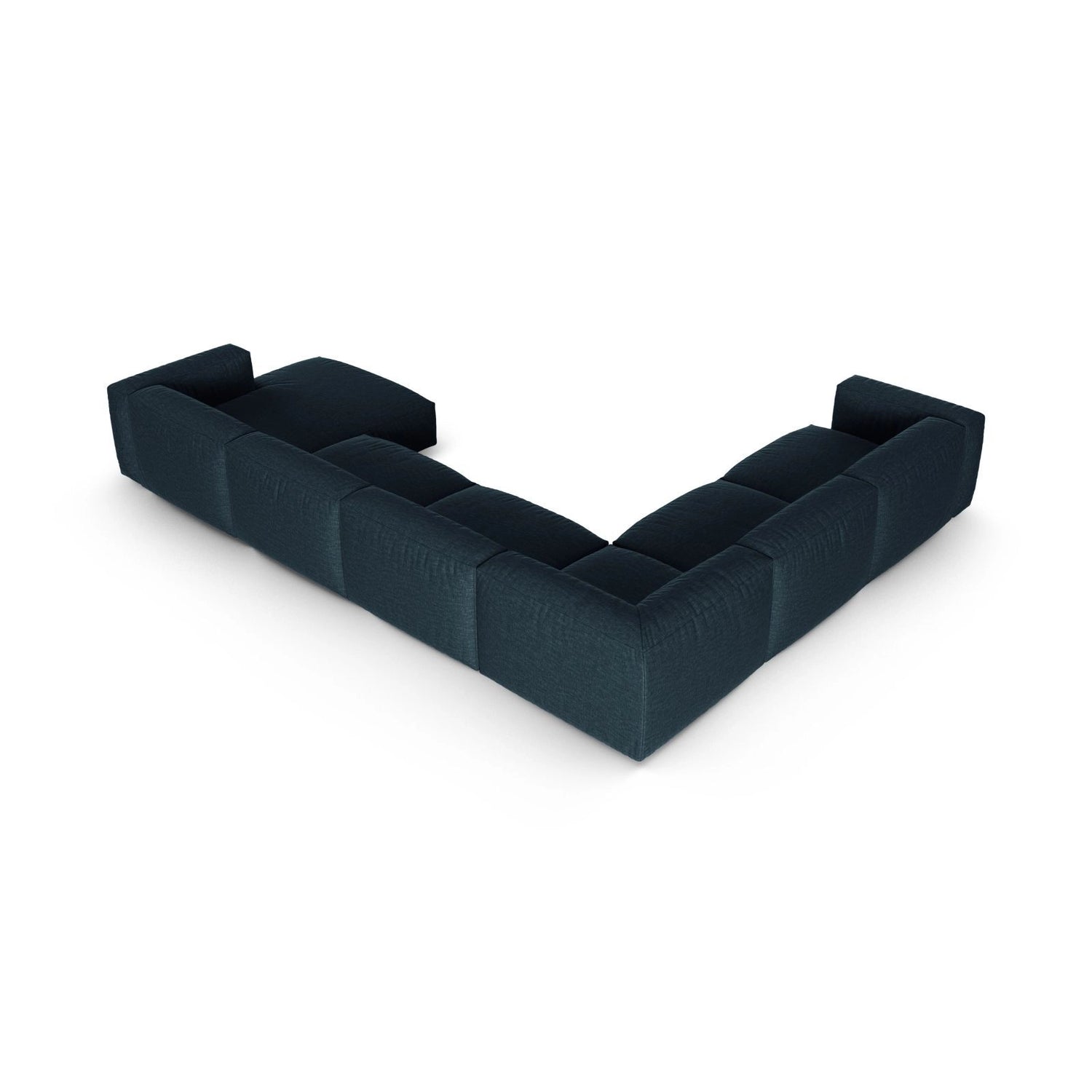 Martina Modulares Panoramasofa, Linke Seite, Sitztiefe 90 cm, aus Strukturierter Stoff in Blau Jeans (Boston Ocean), 420x330 cm von Micadoni – Bild 5
