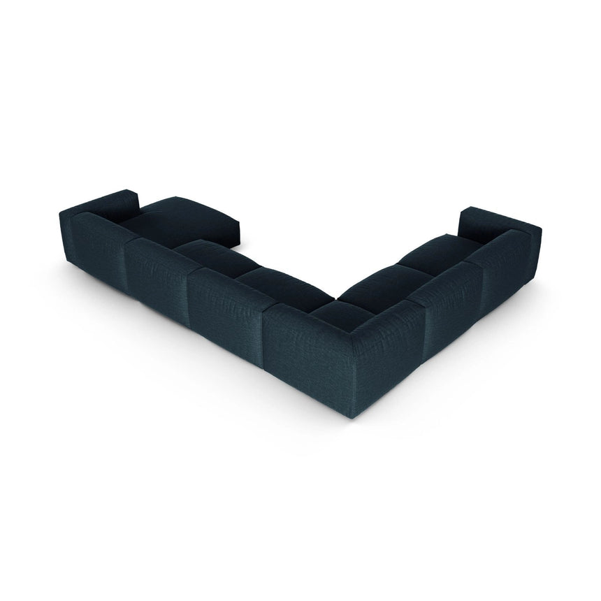 Martina Modulares Panoramasofa, Linke Seite, Sitztiefe 90 cm, aus Strukturierter Stoff in Blau Jeans (Boston Ocean), 420x330 cm von Micadoni – Bild 5