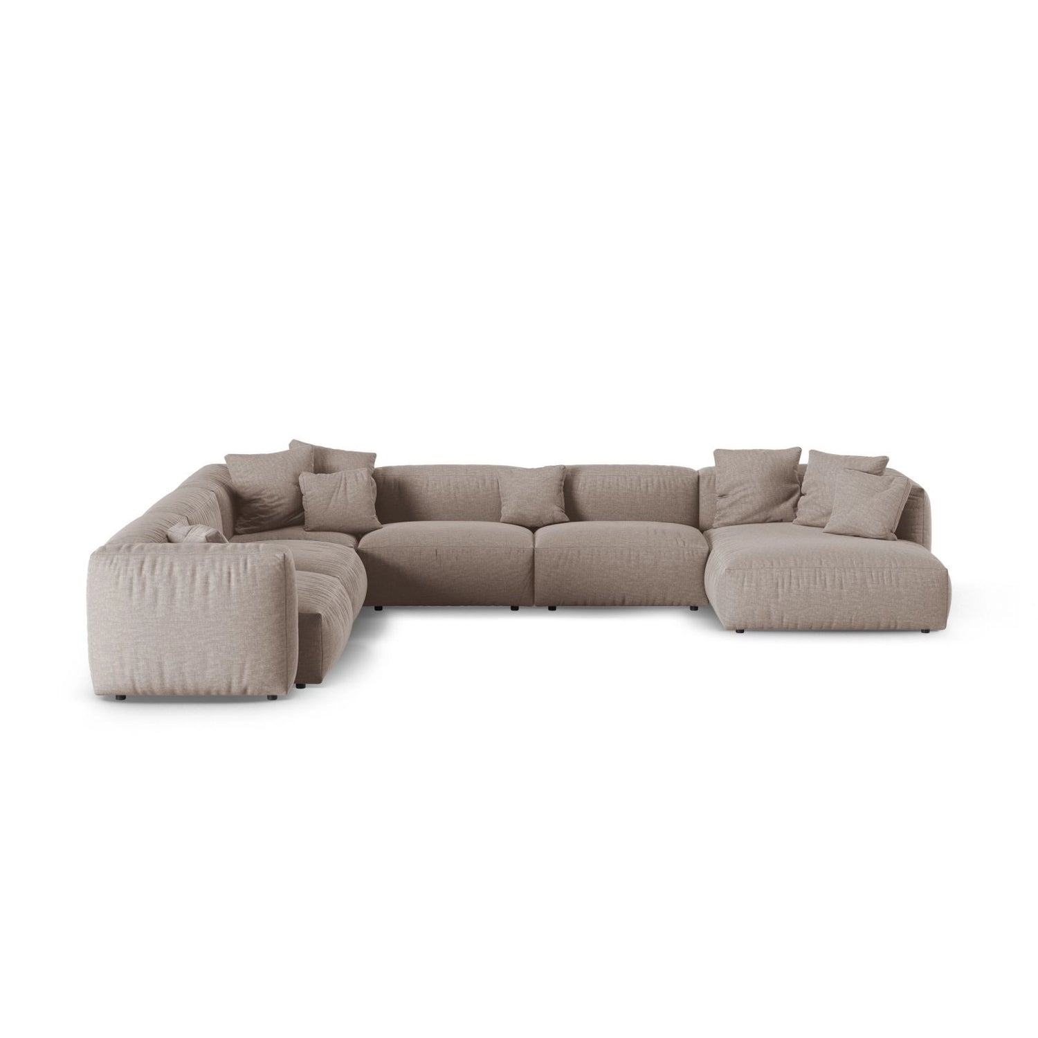 Martina Modulares Panoramasofa, Linke Seite, Sitztiefe 90 cm, aus Strukturierter Stoff in Dunkelbeige (Boston Trufa), 420x330 cm von Micadoni – Bild 1