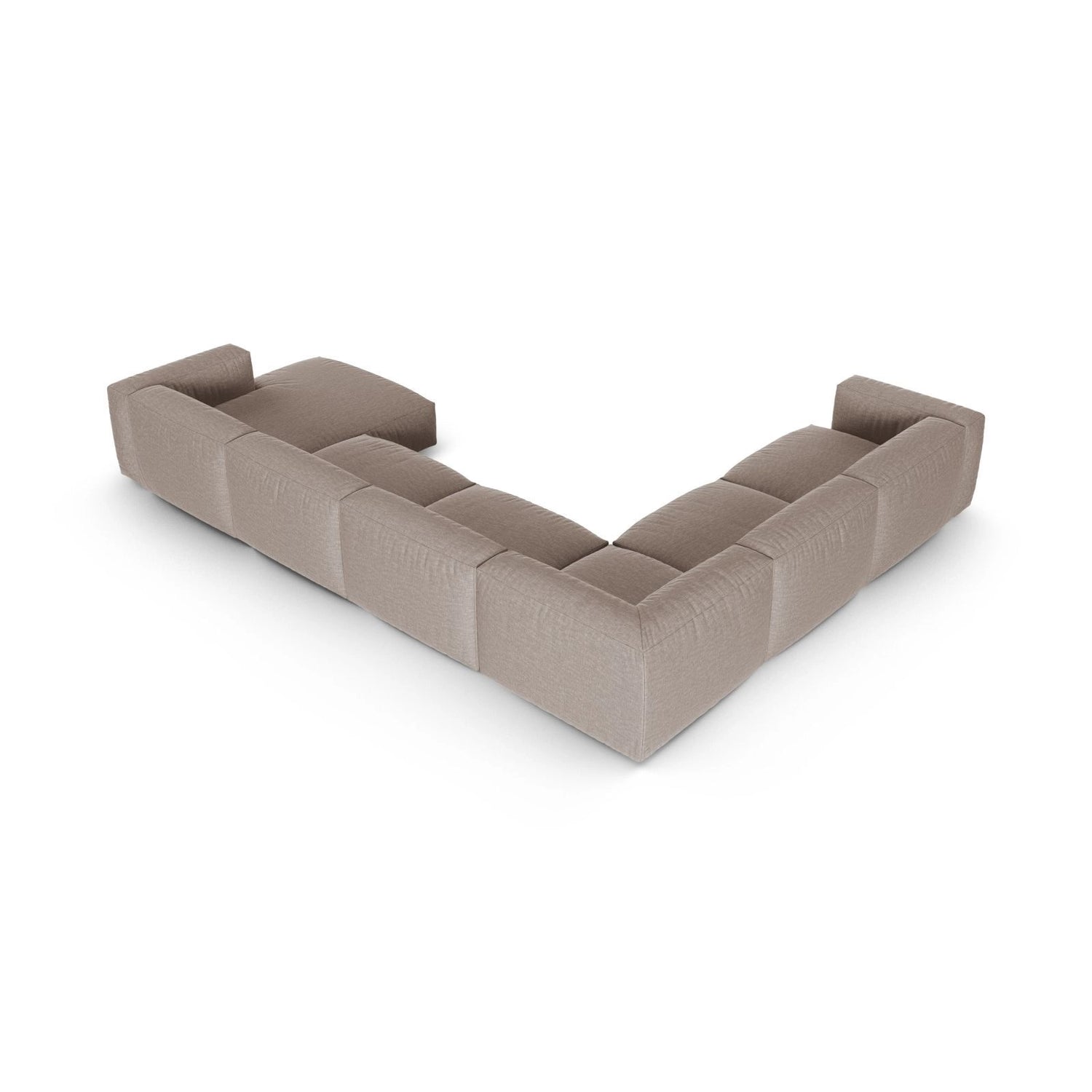 Martina Modulares Panoramasofa, Linke Seite, Sitztiefe 90 cm, aus Strukturierter Stoff in Dunkelbeige (Boston Trufa), 420x330 cm von Micadoni – Bild 5