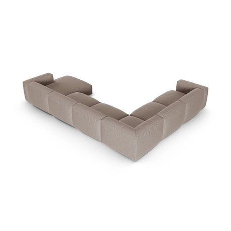Martina Modulares Panoramasofa, Linke Seite, Sitztiefe 90 cm, aus Strukturierter Stoff in Dunkelbeige (Boston Trufa), 420x330 cm von Micadoni – Bild 5