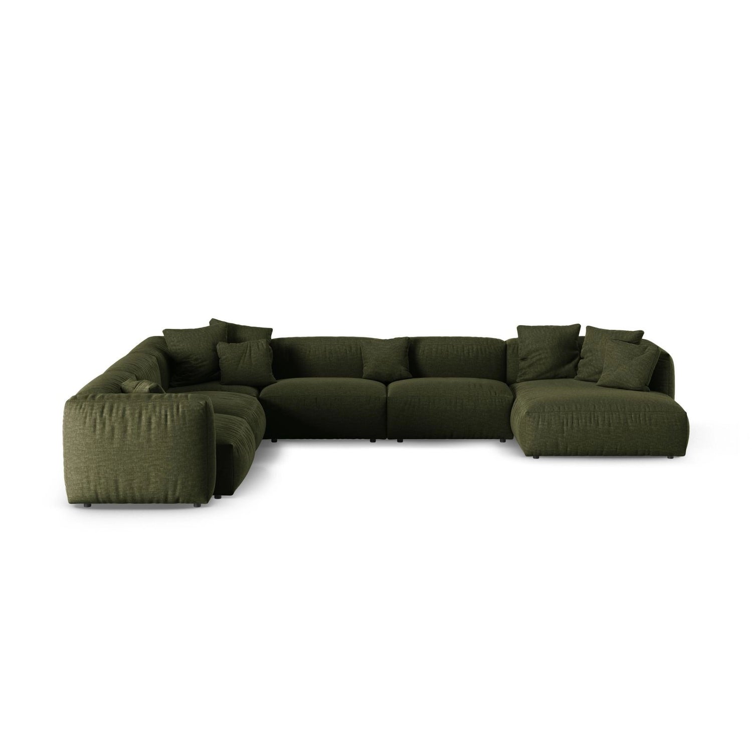 Martina Modulares Panoramasofa, Linke Seite, Sitztiefe 90 cm, aus Strukturierter Stoff in Grün (Boston Forest), 420x330 cm von Micadoni – Bild 1