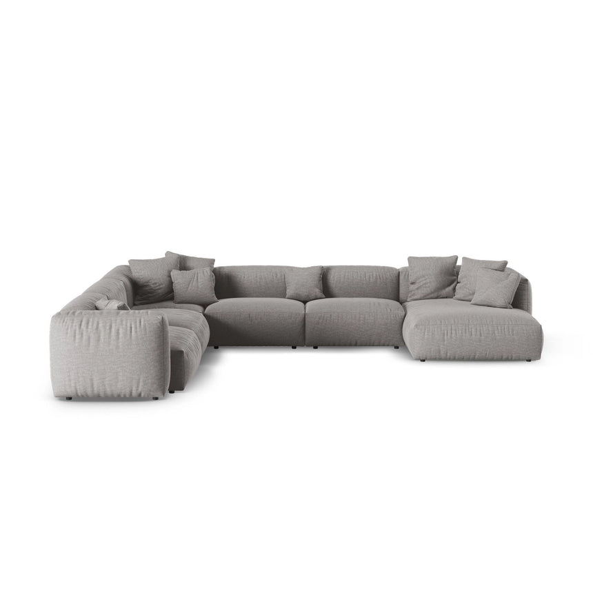 Martina Modulares Panoramasofa, Linke Seite, Sitztiefe 90 cm, aus Strukturierter Stoff in Hellgrau (Boston Light Grey), 420x330 cm von Micadoni – Bild 1