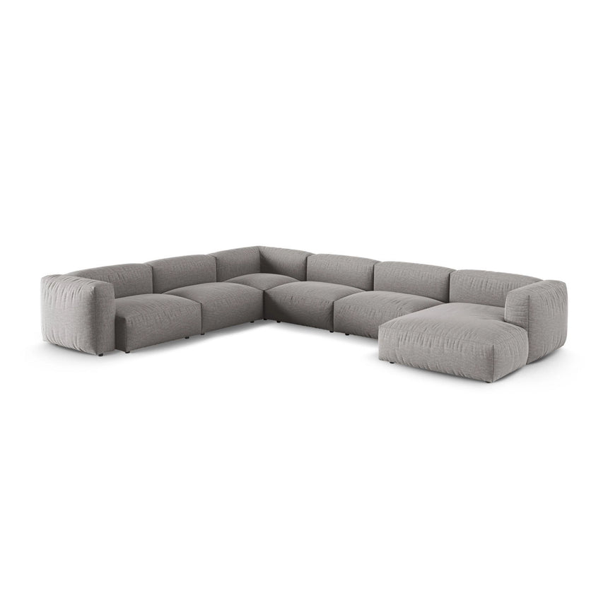 Martina Modulares Panoramasofa, Linke Seite, Sitztiefe 90 cm, aus Strukturierter Stoff in Hellgrau (Boston Light Grey), 420x330 cm von Micadoni – Bild 3
