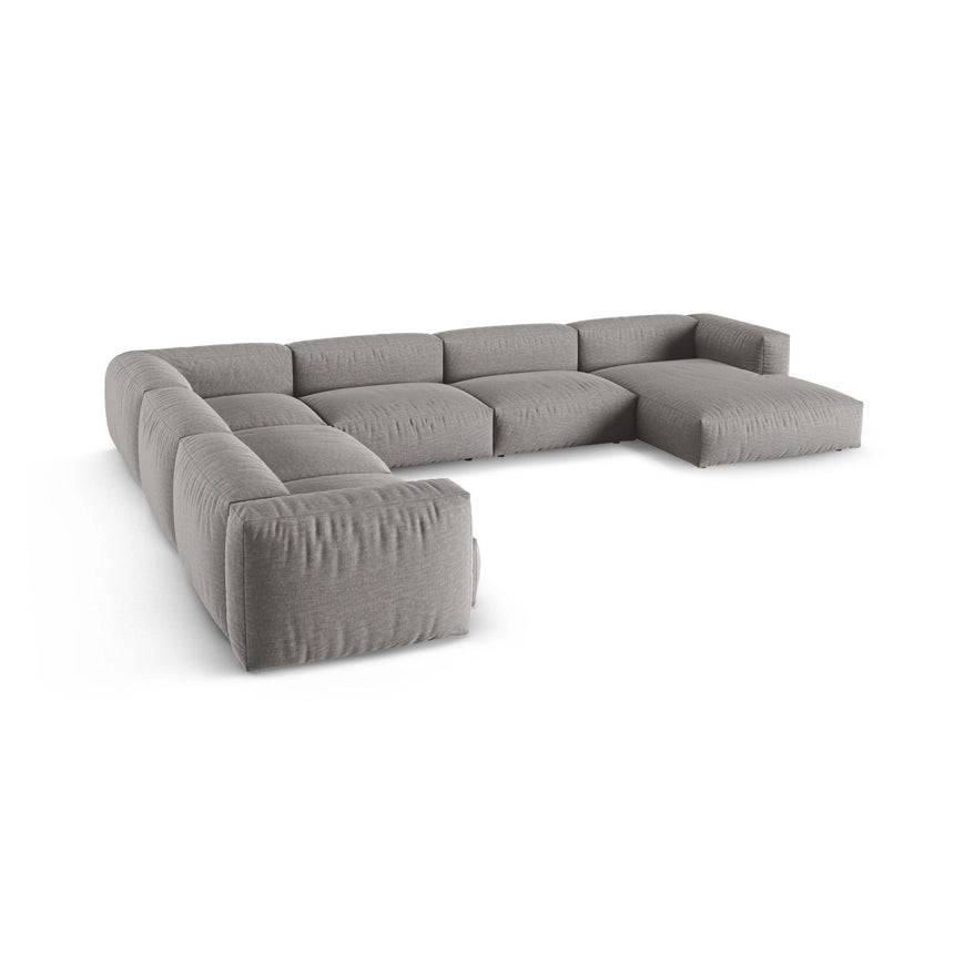 Martina Modulares Panoramasofa, Linke Seite, Sitztiefe 90 cm, aus Strukturierter Stoff in Hellgrau (Boston Light Grey), 420x330 cm von Micadoni – Bild 4
