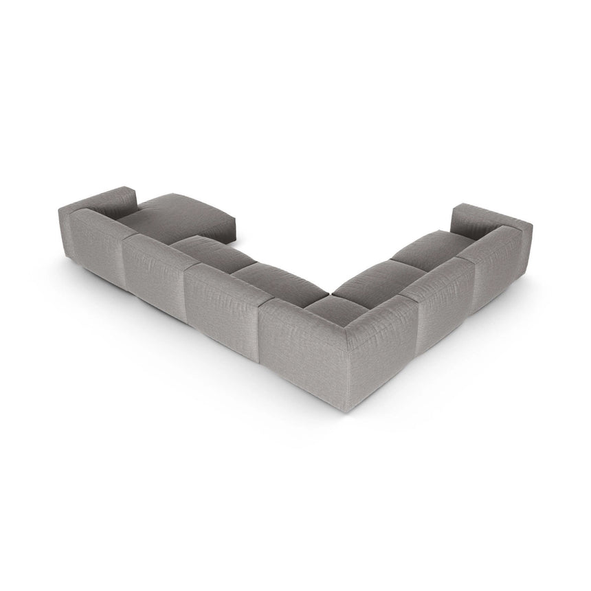Martina Modulares Panoramasofa, Linke Seite, Sitztiefe 90 cm, aus Strukturierter Stoff in Hellgrau (Boston Light Grey), 420x330 cm von Micadoni – Bild 5