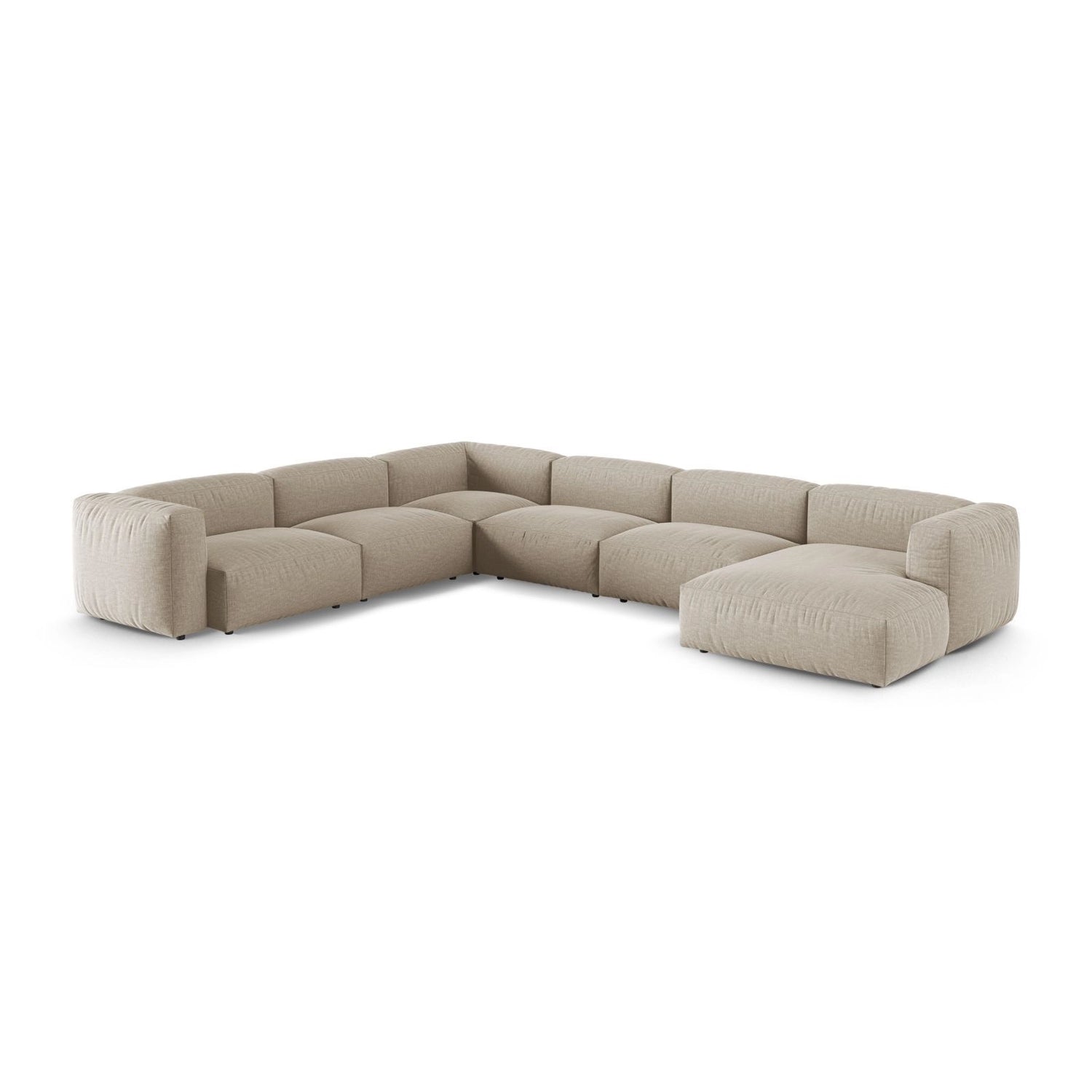 Martina Modulares Panoramasofa, Linke Seite, Sitztiefe 90 cm, aus Strukturierter Stoff in Leichtes Beige (Boston Toffee), 420x330 cm von Micadoni – Bild 3