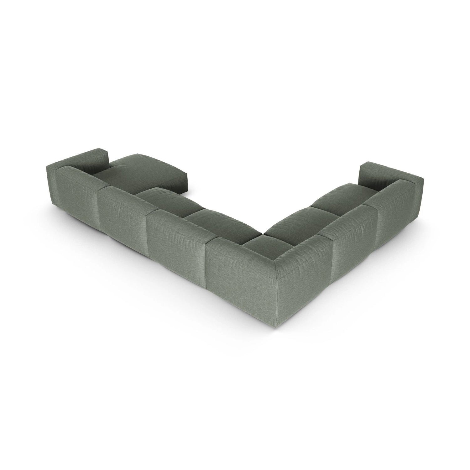 Martina Modulares Panoramasofa, Linke Seite, Sitztiefe 90 cm, aus Strukturierter Stoff in Moosgrün (Boston Water Green), 420x330 cm von Micadoni – Bild 5
