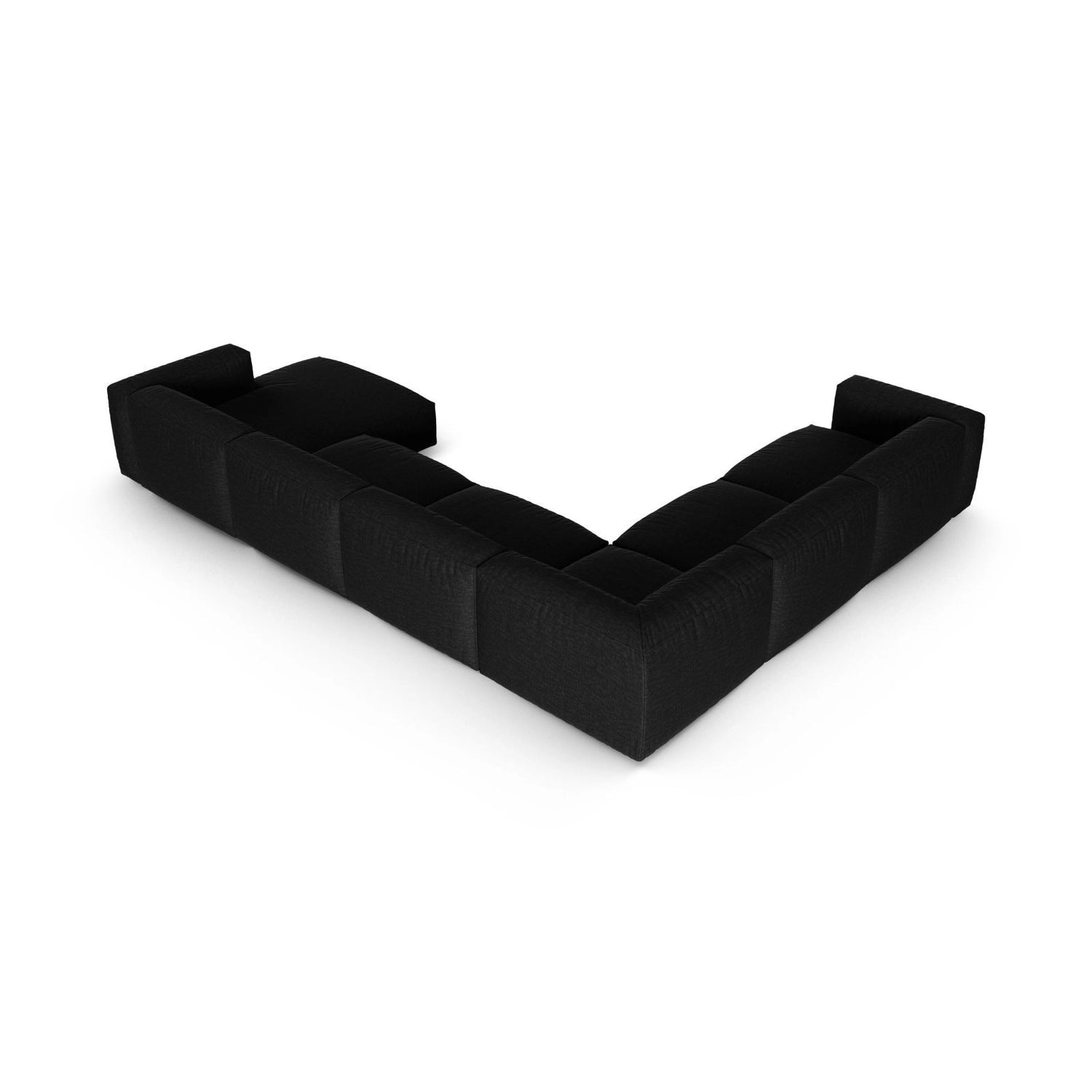 Martina Modulares Panoramasofa, Linke Seite, Sitztiefe 90 cm, aus Strukturierter Stoff in Schwarz (Boston Black), 420x330 cm von Micadoni – Bild 5