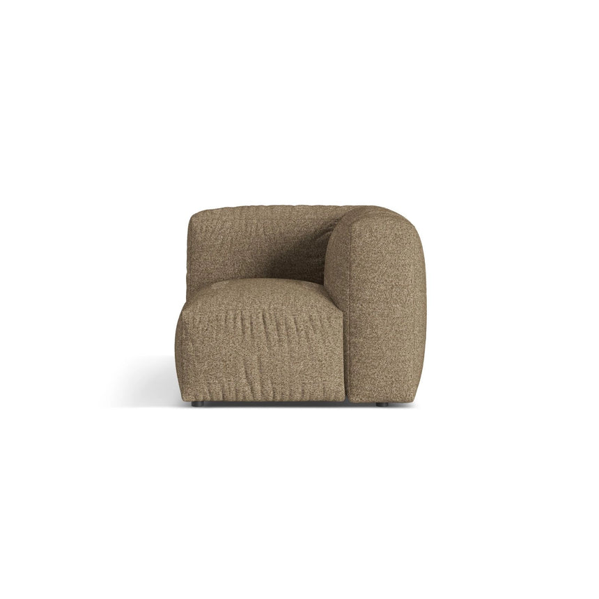 Martina Modulares Sofa Sitzelement, Linke Seite, Sitztiefe 76 cm, aus Boucle in Cappuccino (Monet Cappucino), 106x106 cm von Micadoni – Bild 1