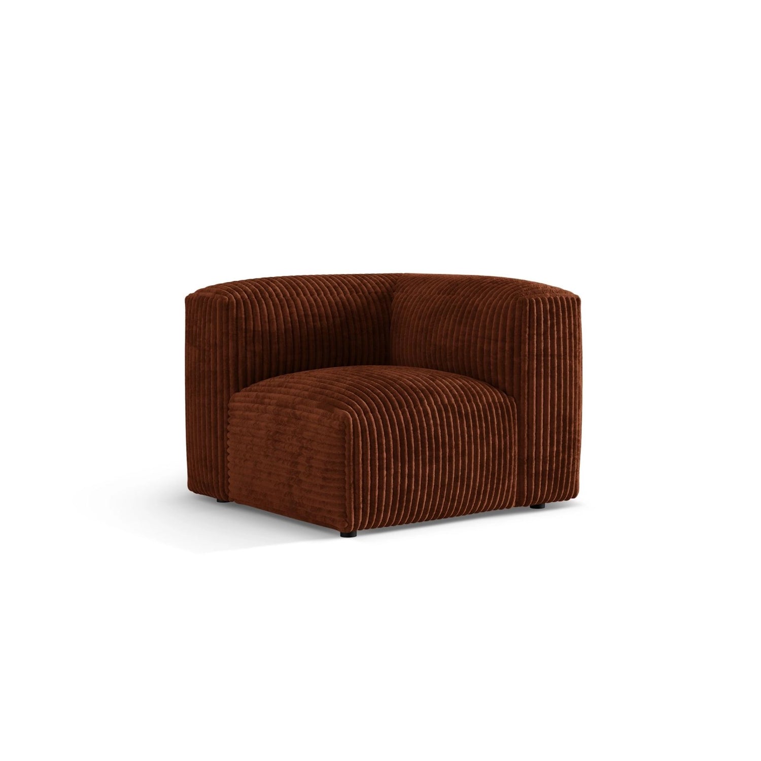 Martina Modulares Sofa Sitzelement, Linke Seite, Sitztiefe 76 cm, aus Cord in Brick (Tilia 52), 106x106 cm von Micadoni – Bild 3