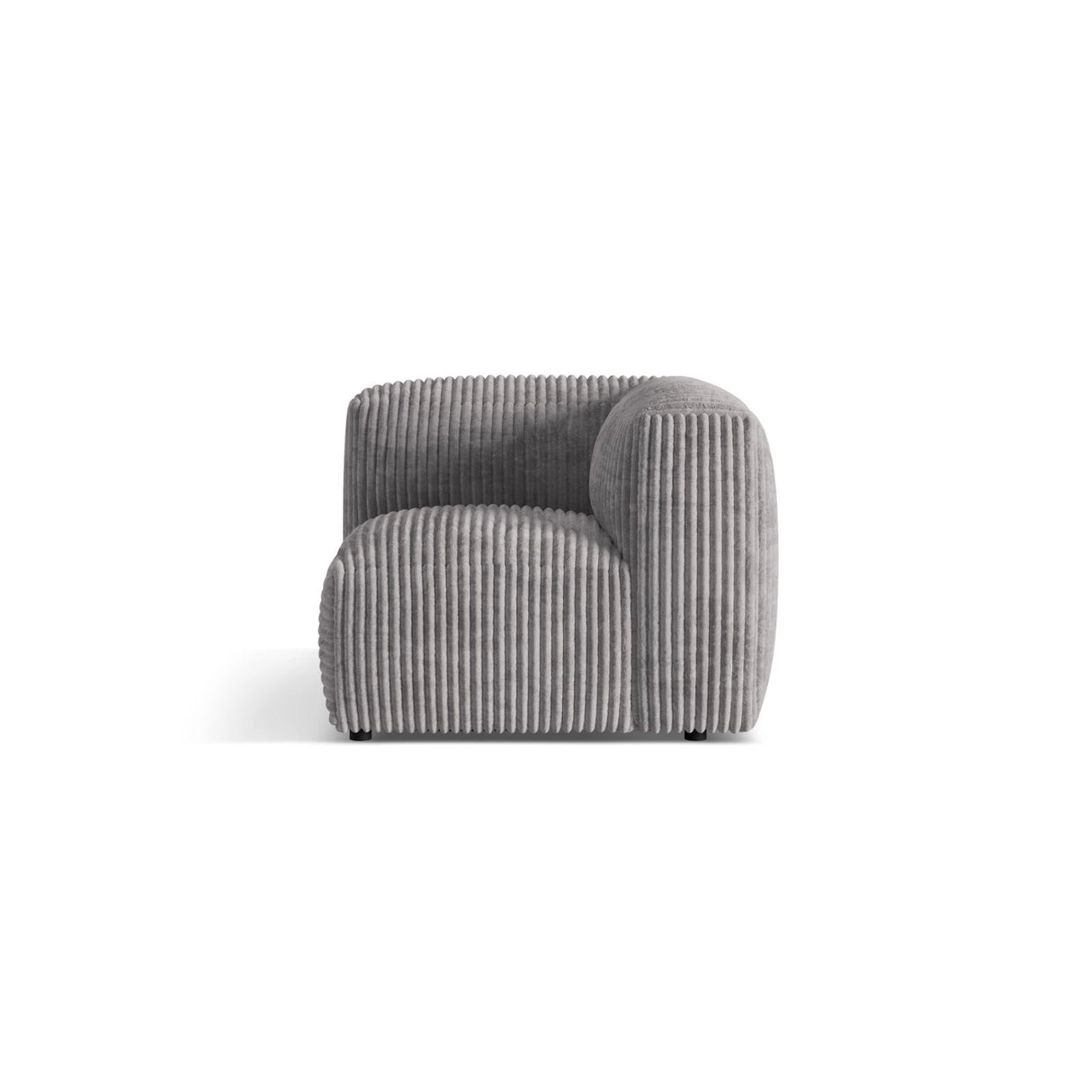Martina Modulares Sofa Sitzelement, Linke Seite, Sitztiefe 76 cm, aus Cord in Hellgrau (Tilia 86), 106x106 cm von Micadoni – Bild 1